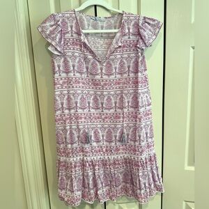 Hindu-Girls' Purple Patterned Flutter-Sleeve Dress
